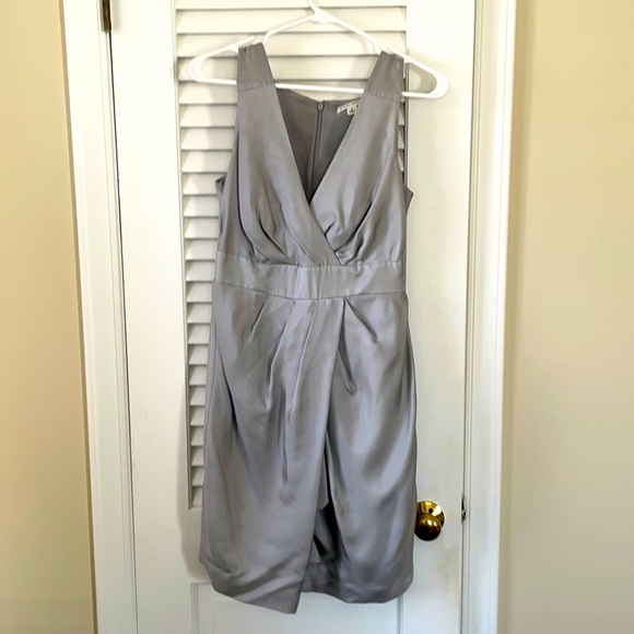 banana republic grey silk dress New 100% Silk Banana Republic One Shoulder Dress Taupe Gray Party Size 4 Small